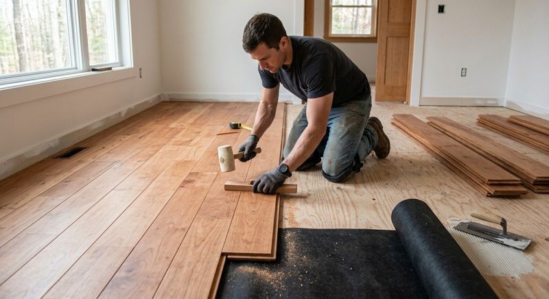 Cherry Floor Installation in North Attleboro, MA